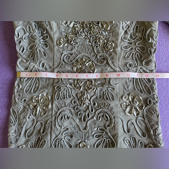 Sue Wong Nocturne Beaded Cocktail Dress 3/4 Sleeve V-Neck Sheath Size 2 - Picture 5 of 9